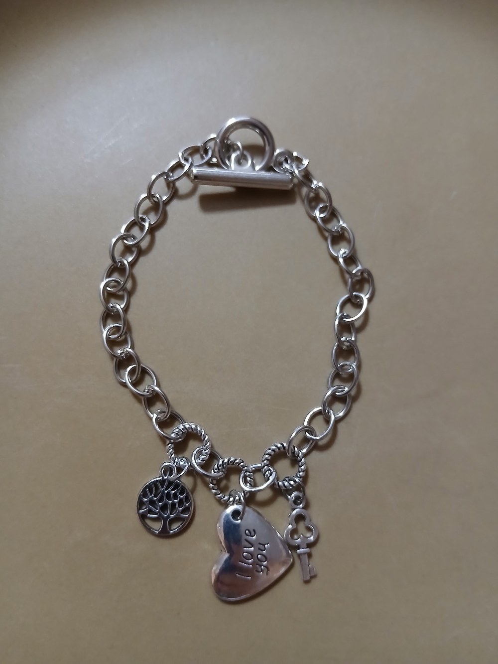 Silver-Tone Heart & Charm Bracelet - I Love You